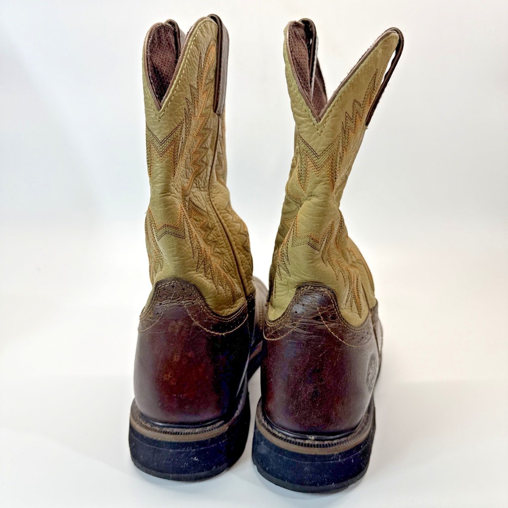 Justin Mens Boots 10.5 D Brown Tan Leather Superintendent Work Cowboy Soft Toe - Picture 8 of 16
